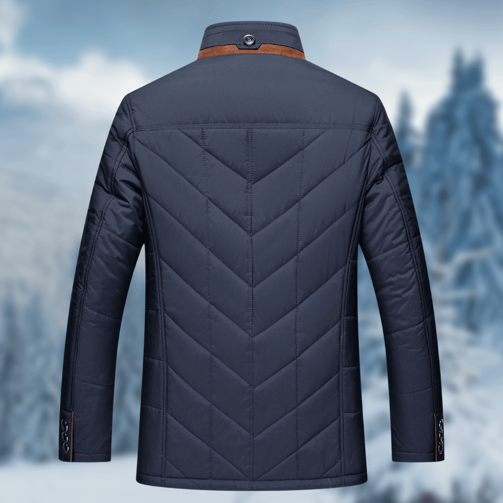Giacca trapuntata da uomo invernale imbottita con collo in pelliccia, casual ed elegante - view 4