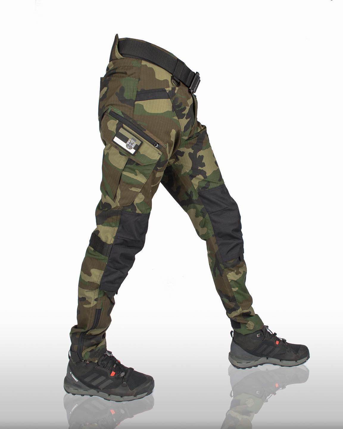 Glebronia | Pantaloni cargo da uomo con tasche laterali - Verde militare