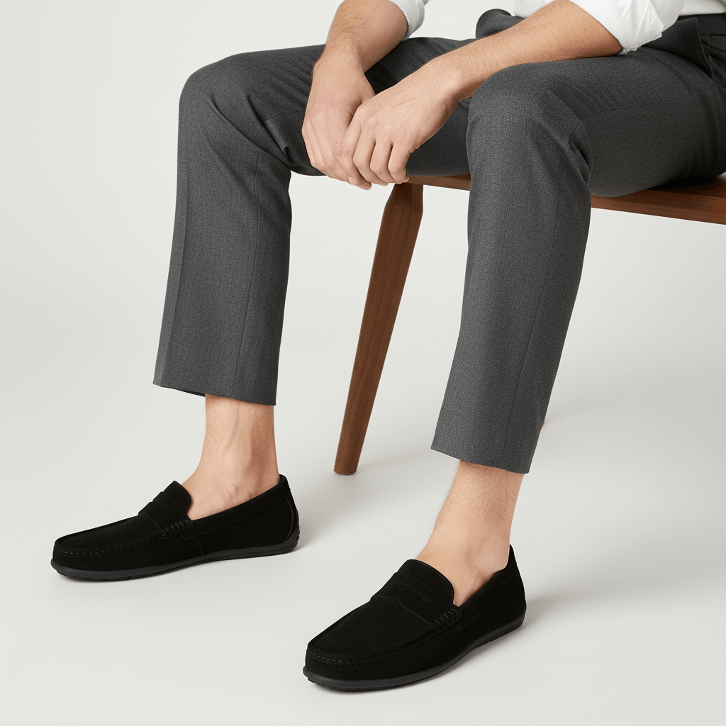 Mocassini da uomo in camoscio con suola flessibile, eleganti da ufficio e casual - view 10