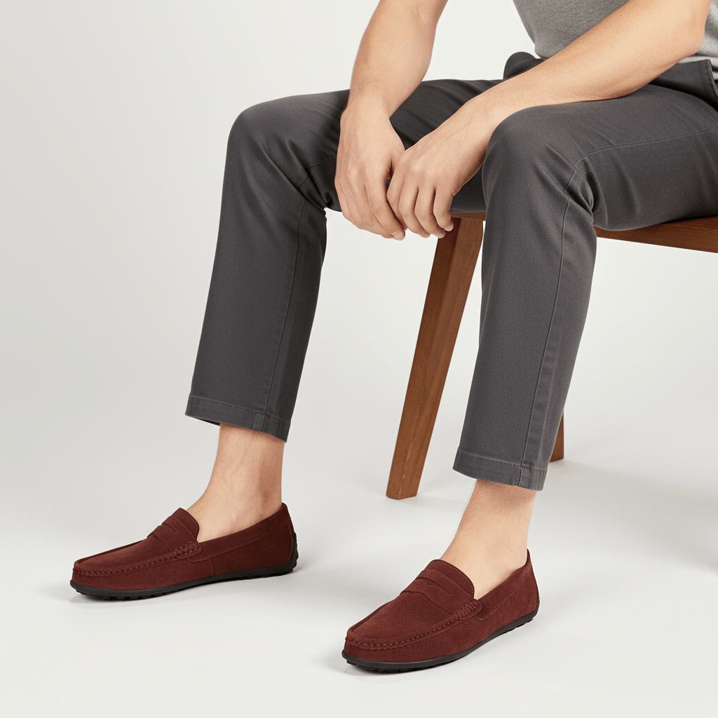 Mocassini da uomo in camoscio con suola flessibile, eleganti da ufficio e casual - view 6