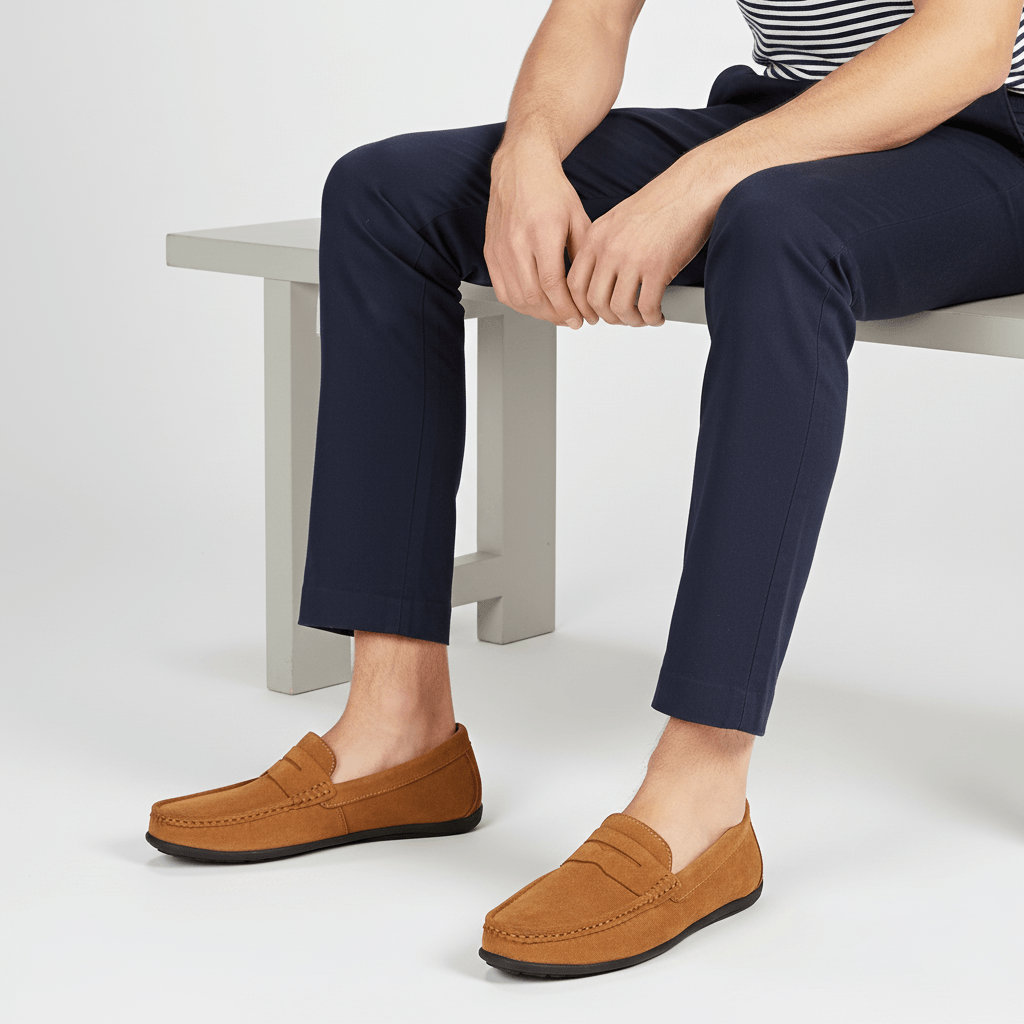 Mocassini da uomo in camoscio con suola flessibile, eleganti da ufficio e casual - view 9
