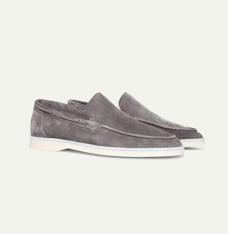 Mocassini scamosciati da uomo, slip-on eleganti per ufficio e tempo libero - Grigio chiaro