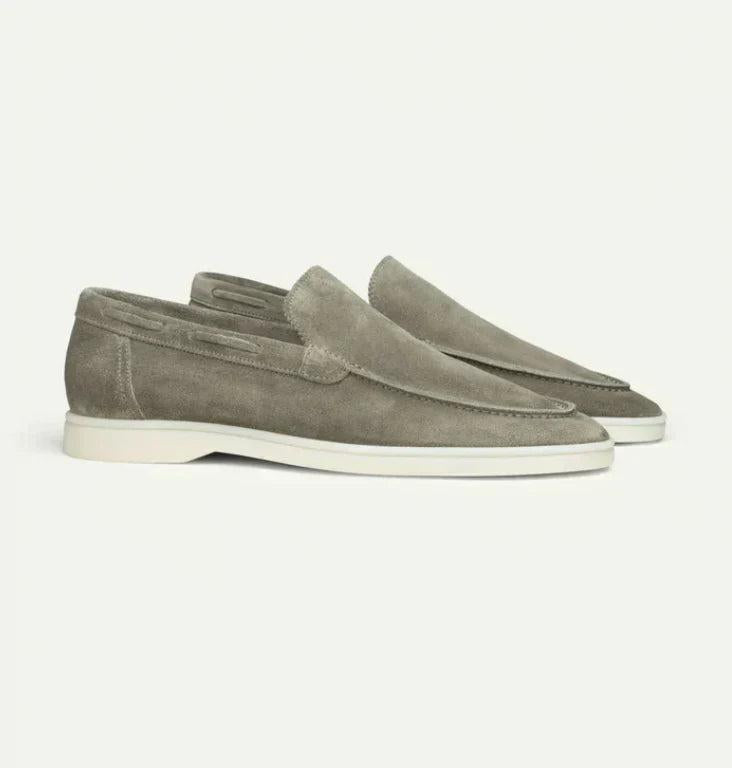 Mocassini scamosciati da uomo, slip-on eleganti per ufficio e tempo libero - Oliva