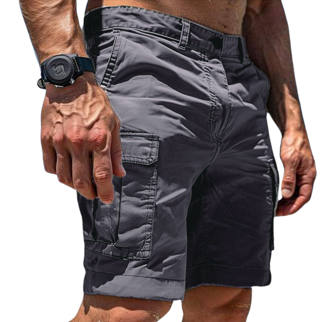 Pantaloncini cargo da uomo con tasconi laterali, bermuda regular fit estivi - Grigio