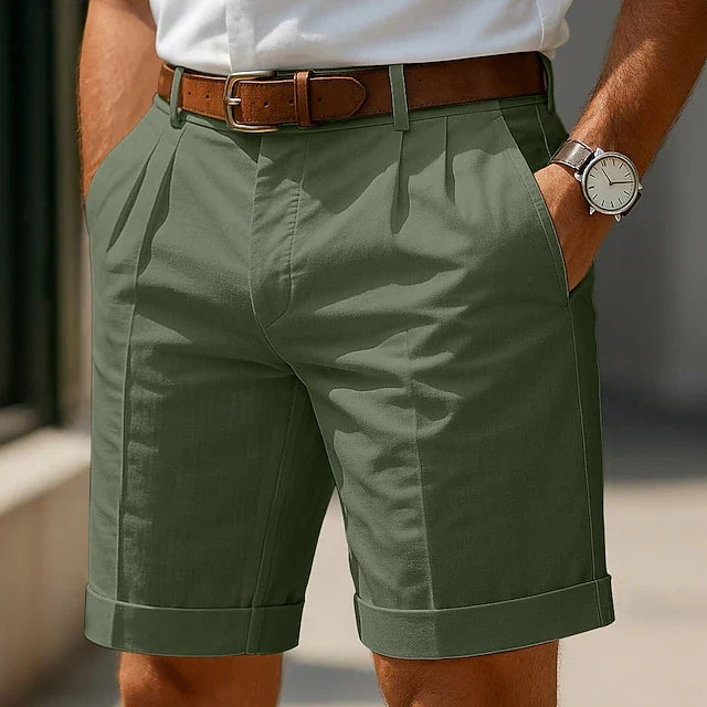 Pantaloncini eleganti con pinces da uomo, bermuda casual per l'estate - Verde