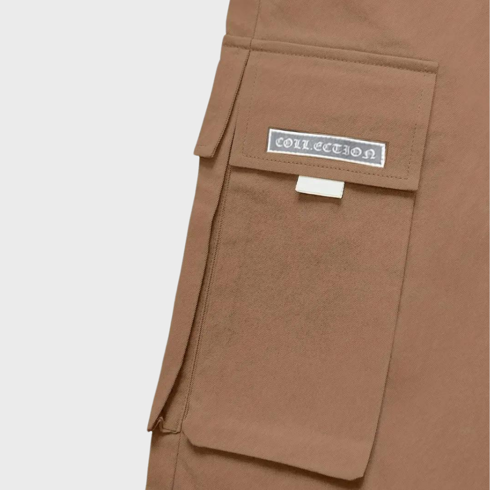 Pantaloni cargo da uomo elasticizzati con tasche laterali e coulisse in vita, sportivi e casual - view 6