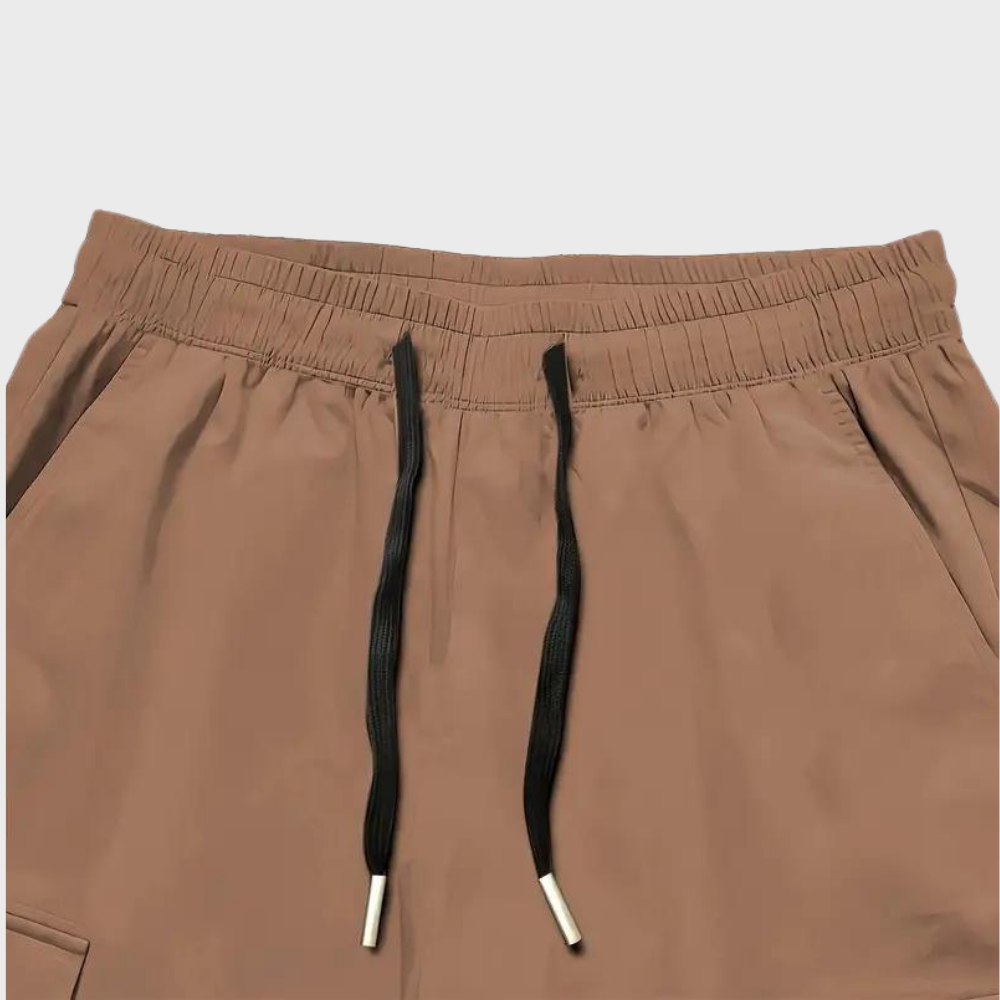 Pantaloni cargo da uomo elasticizzati con tasche laterali e coulisse in vita, sportivi e casual - view 7