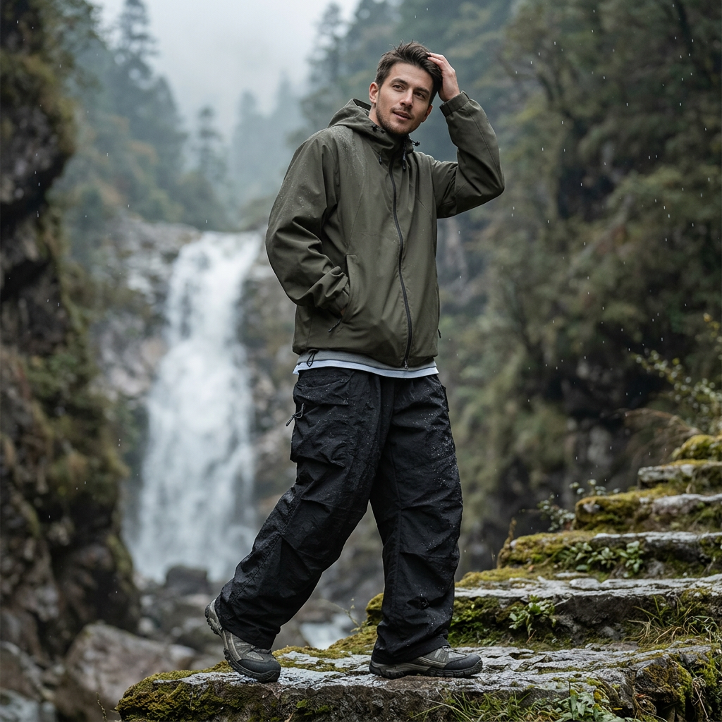Pantaloni cargo da uomo trekking, taglio largo e tecnico, con tasche laterali, ideali per la montagna - view 4