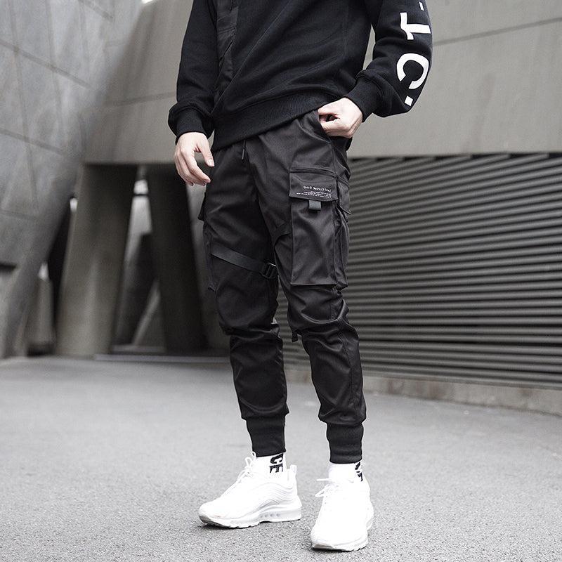 Pantaloni cargo jogger da uomo con tasche laterali, elastico alla caviglia e cinturini regolabili - view 3