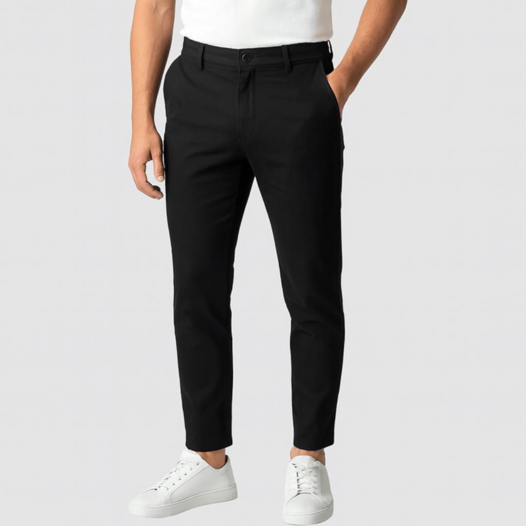 Pantaloni chino da uomo elasticizzati, slim fit, traspiranti e comodi - Nero