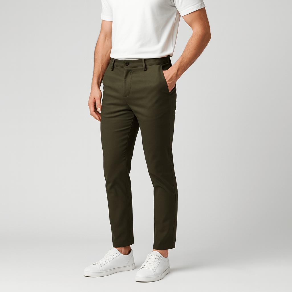 Pantaloni chino da uomo elasticizzati, slim fit, traspiranti e comodi - Verde