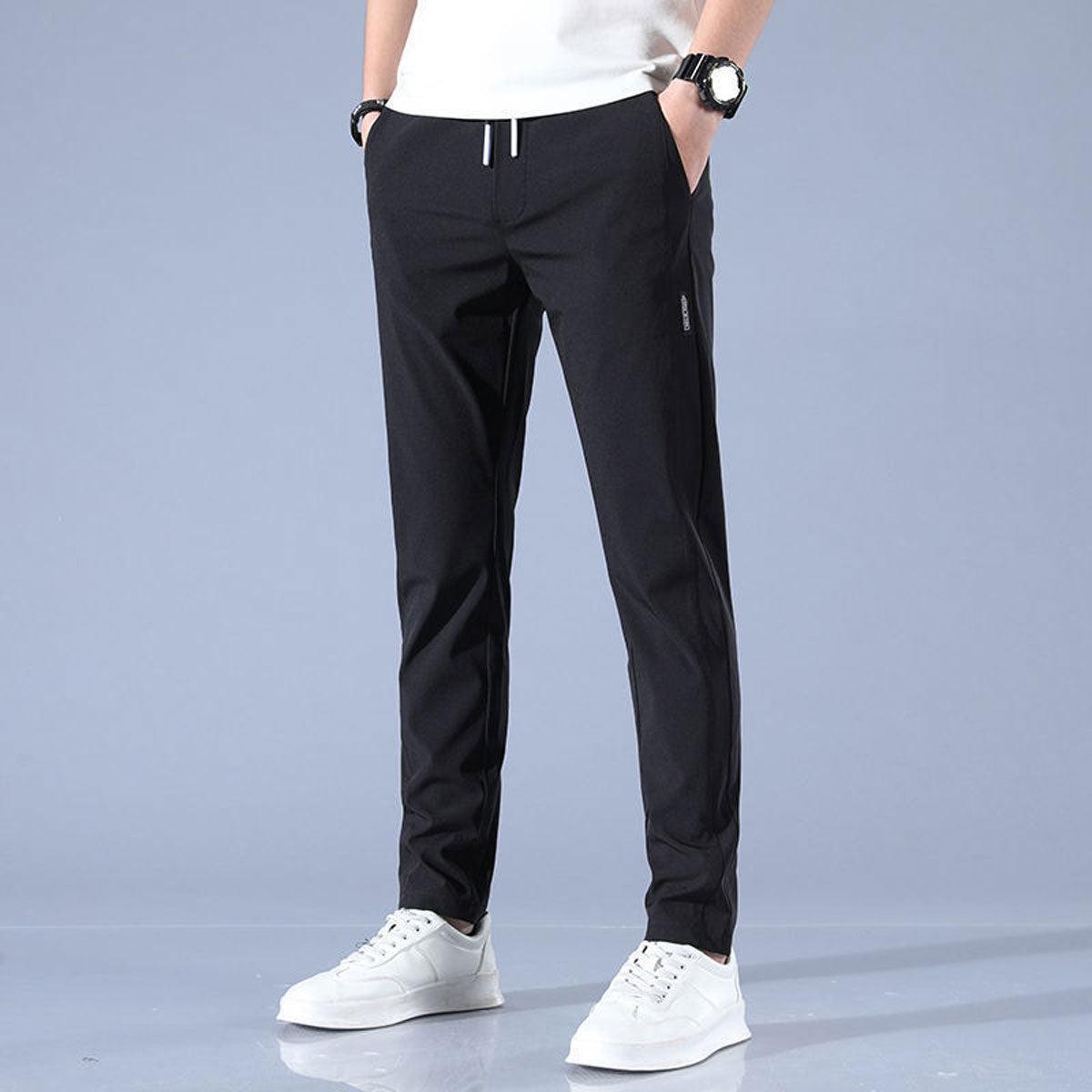 Pantaloni sportivi da uomo elasticizzati e ad asciugatura rapida, slim fit con coulisse - Nero