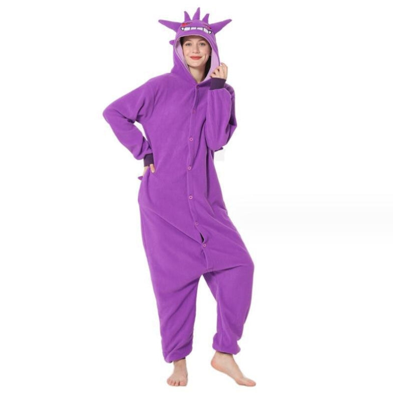 Pigiama intero in pile unisex con cappuccio, morbida tuta kigurumi con animali per tutta la famiglia - view 1