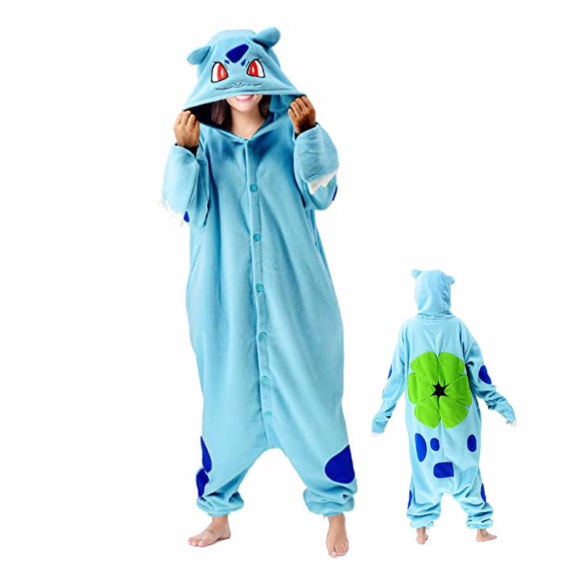 Pigiama intero in pile unisex con cappuccio, morbida tuta kigurumi con animali per tutta la famiglia - view 15