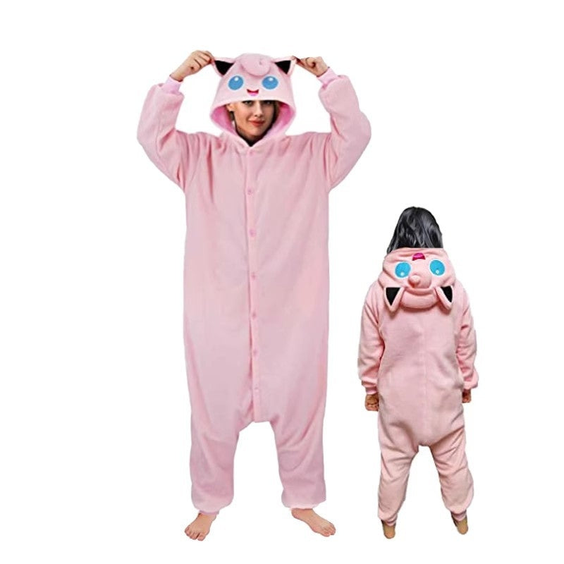 Pigiama intero in pile unisex con cappuccio, morbida tuta kigurumi con animali per tutta la famiglia - view 17