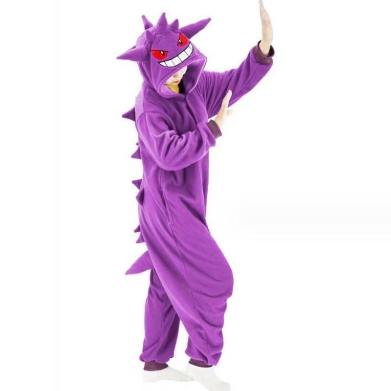 Pigiama intero in pile unisex con cappuccio, morbida tuta kigurumi con animali per tutta la famiglia - view 3