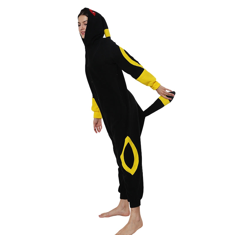 Pigiama intero in pile unisex con cappuccio, morbida tuta kigurumi con animali per tutta la famiglia - view 7
