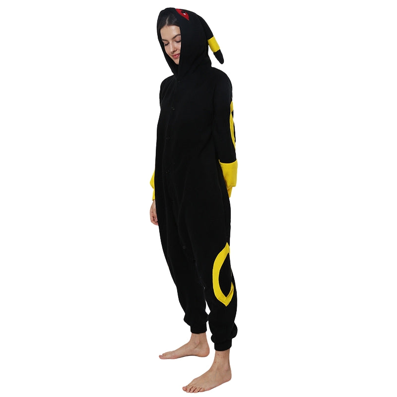 Pigiama intero in pile unisex con cappuccio, morbida tuta kigurumi con animali per tutta la famiglia - view 9