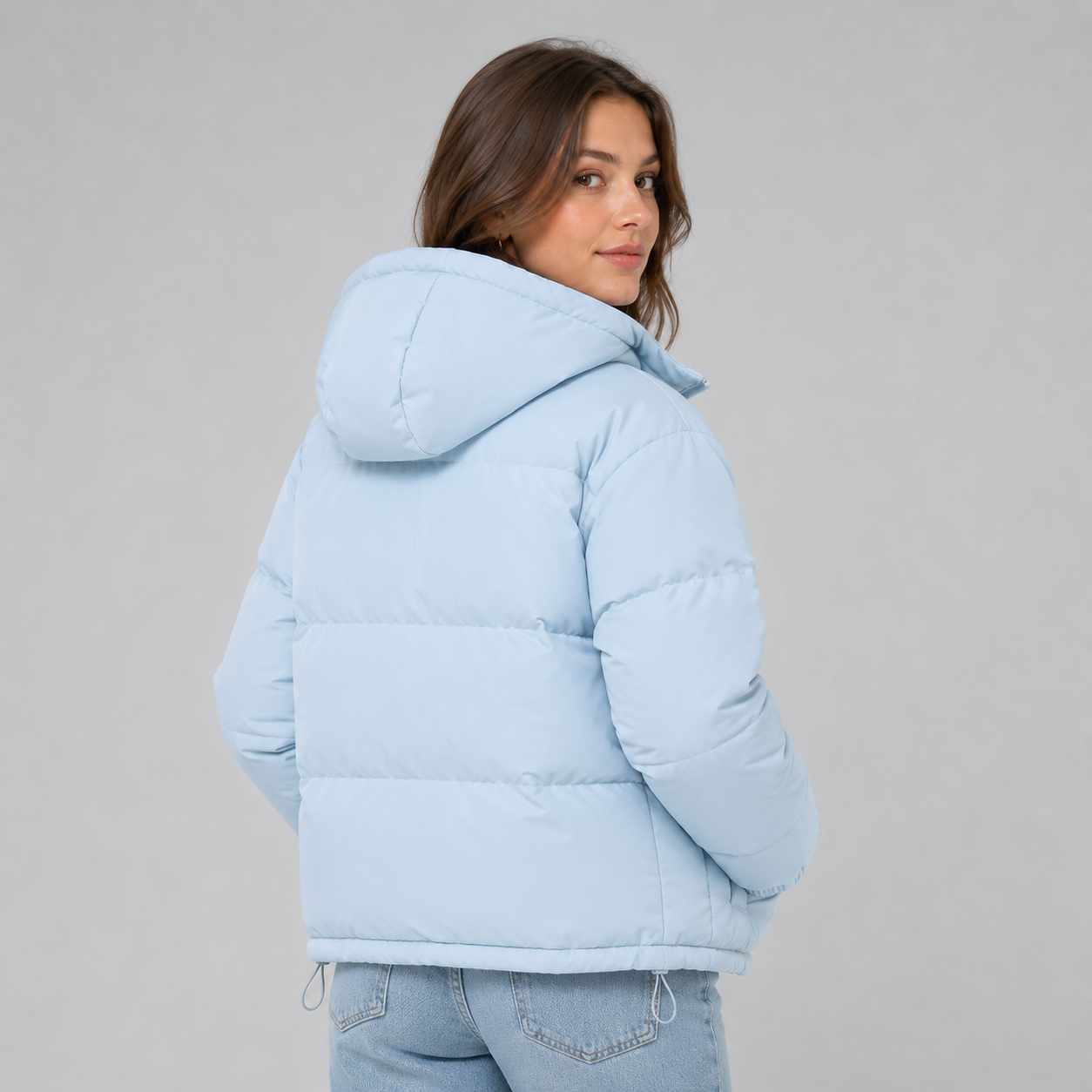 Piumino con cappuccio unisex in misto cotone, giubbotto imbottito invernale - view 10