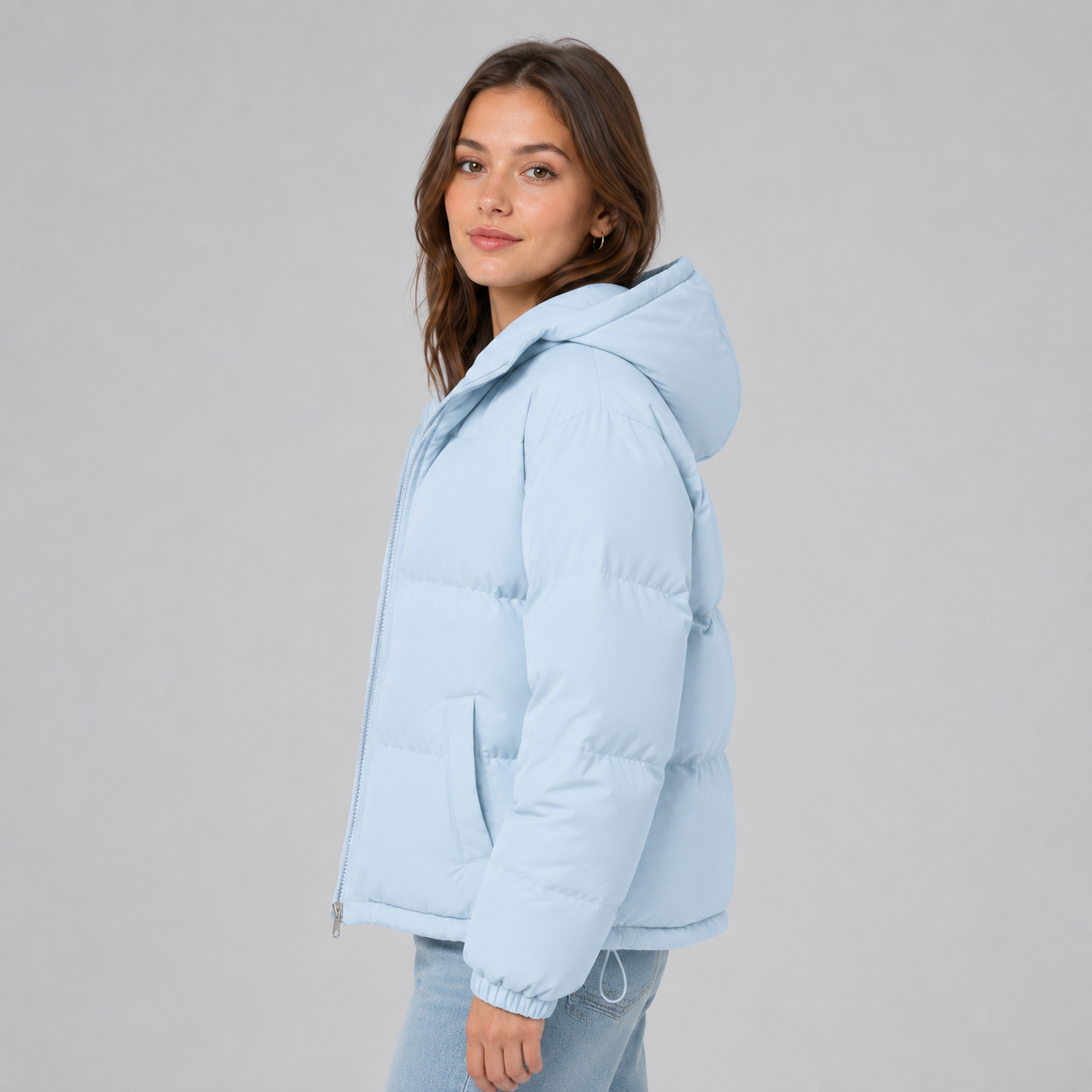 Piumino con cappuccio unisex in misto cotone, giubbotto imbottito invernale - view 11