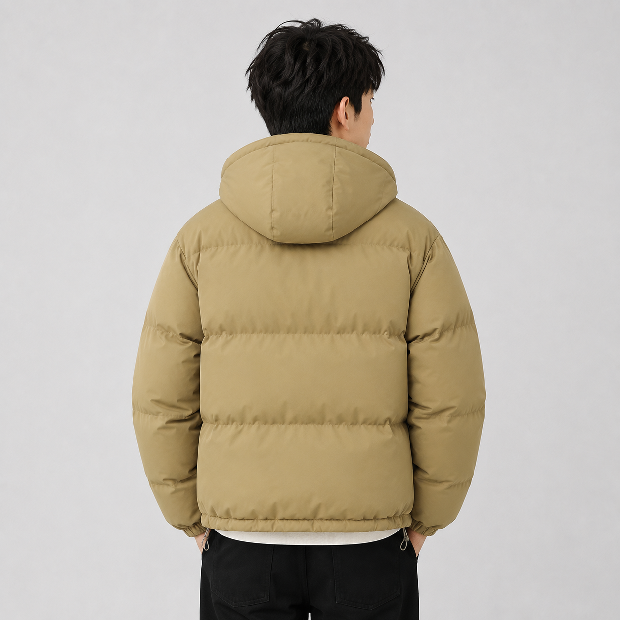 Piumino con cappuccio unisex in misto cotone, giubbotto imbottito invernale - view 14