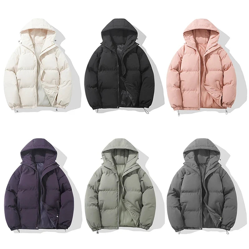Piumino con cappuccio unisex in misto cotone, giubbotto imbottito invernale - view 19