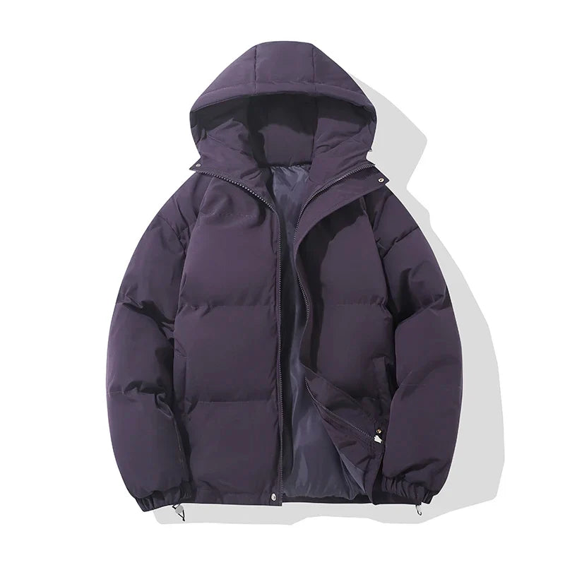 Piumino con cappuccio unisex in misto cotone, giubbotto imbottito invernale - Viola