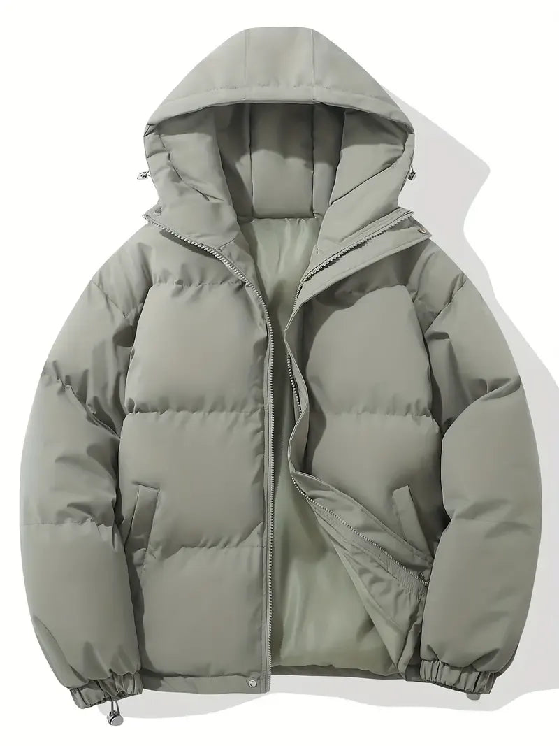Piumino da donna con cappuccio, trapuntato e imbottito, giacca invernale con zip - Grigio chiaro
