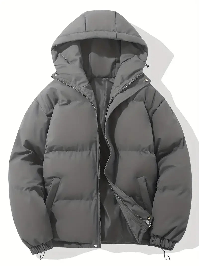 Piumino da donna con cappuccio, trapuntato e imbottito, giacca invernale con zip - Grigio scuro