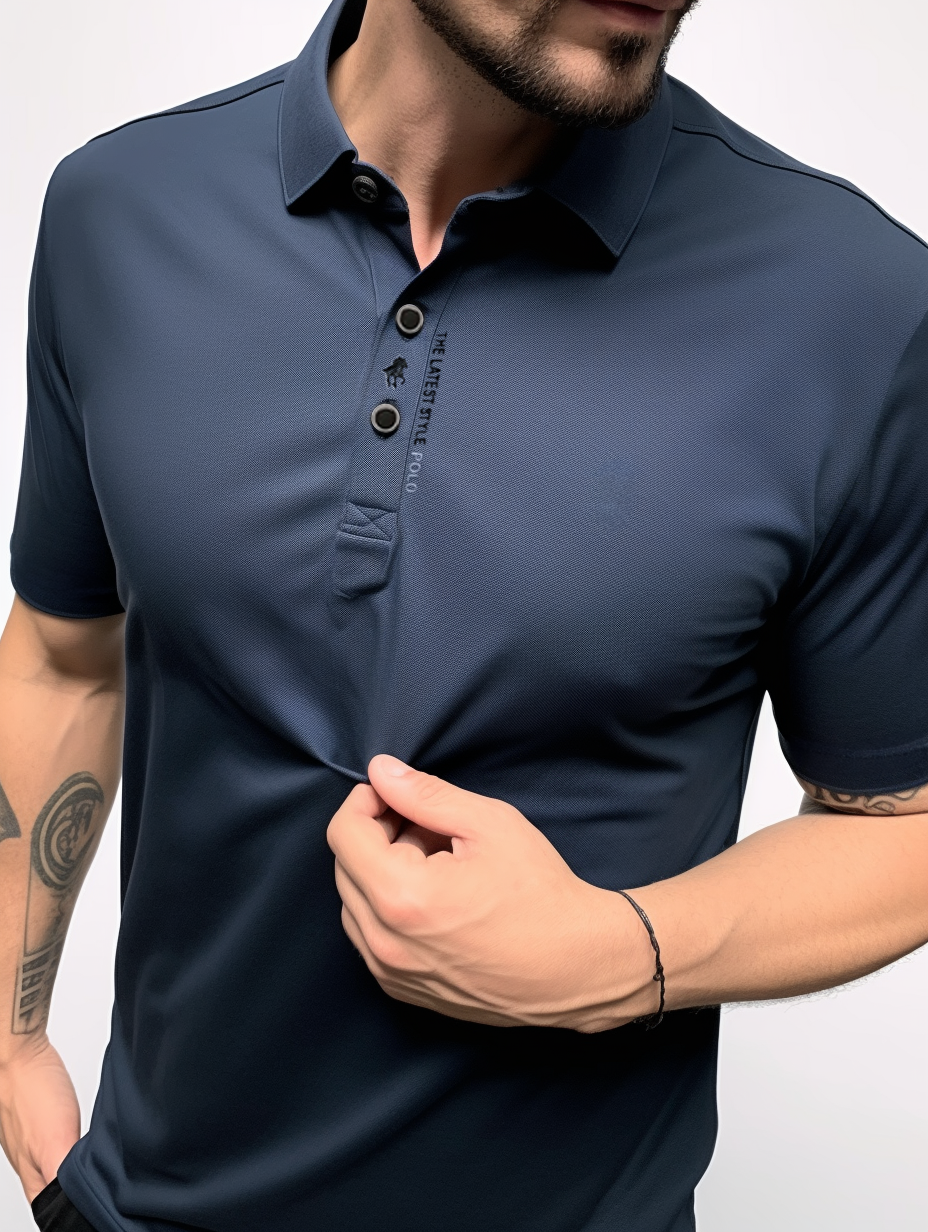 Polo da uomo in cotone elasticizzato, traspirante e dalla vestibilità moderna, per lavoro e tempo libero - view 6