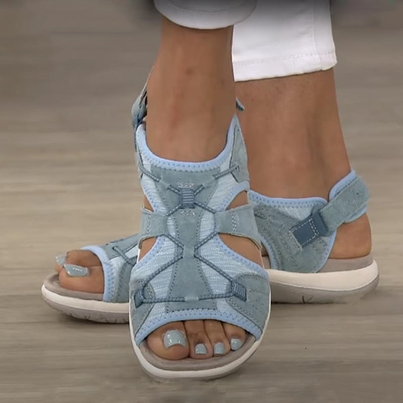 Sandali donna estivi e sportivi con chiusura a strappo, comodi e leggeri - Blu