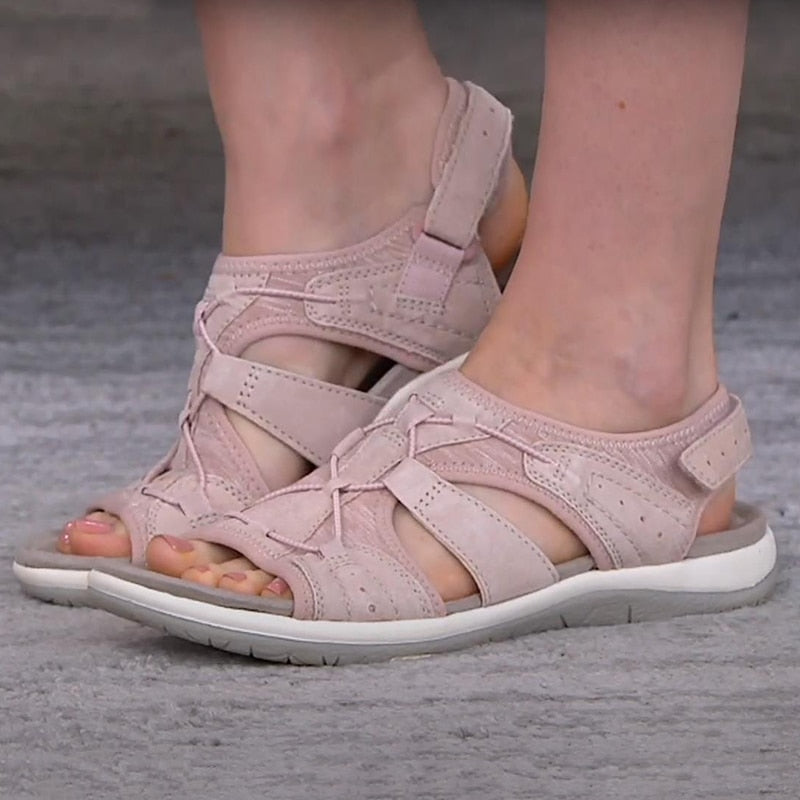 Sandali donna estivi e sportivi con chiusura a strappo, comodi e leggeri - Rosa