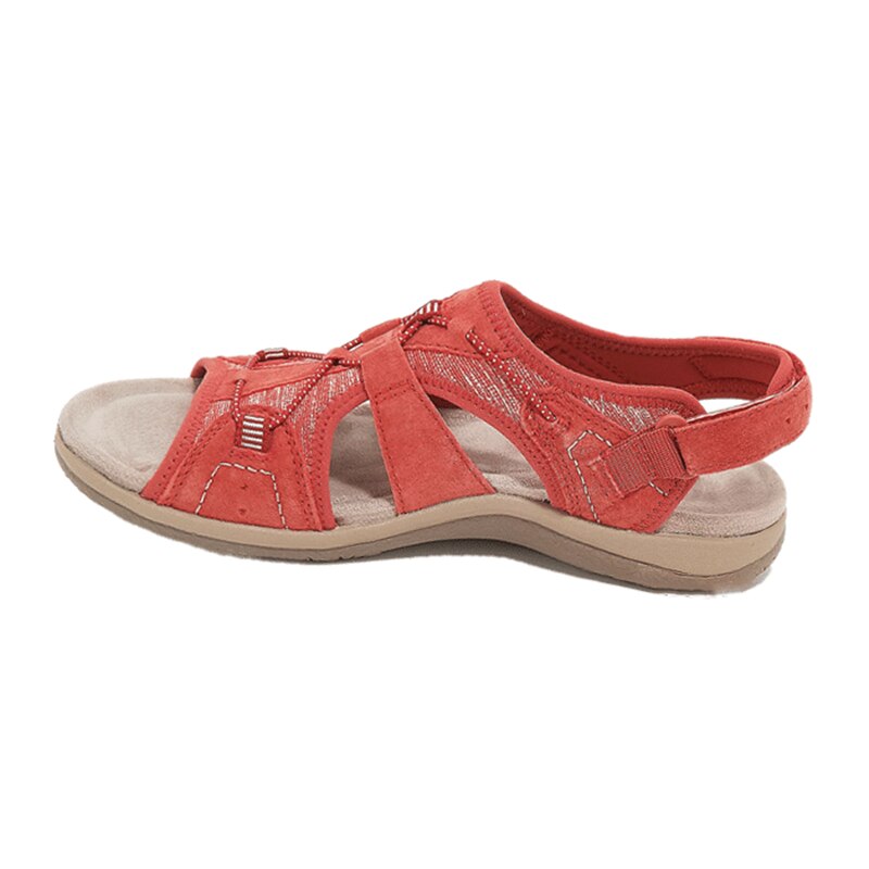 Sandali donna estivi e sportivi con chiusura a strappo, comodi e leggeri - Rosso
