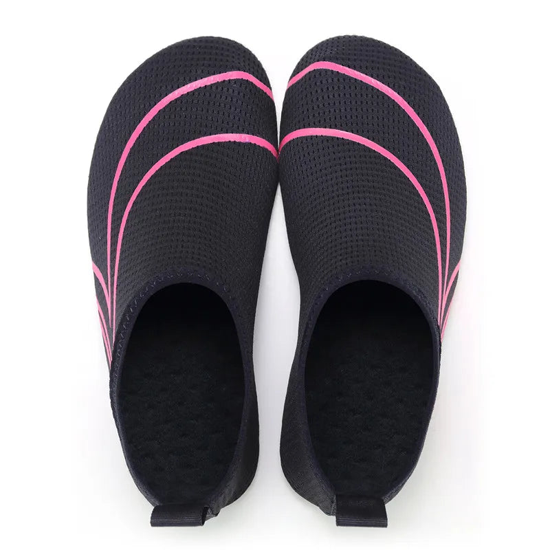 Scarpe da acqua unisex, flessibili e leggere ad asciugatura rapida, antiscivolo da scoglio e piscina - Nero rosa