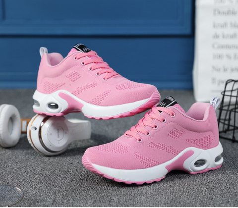 Sneakers donna comode con suola ad aria in mesh traspirante, scarpe da ginnastica sportive per il tempo libero - Rosa