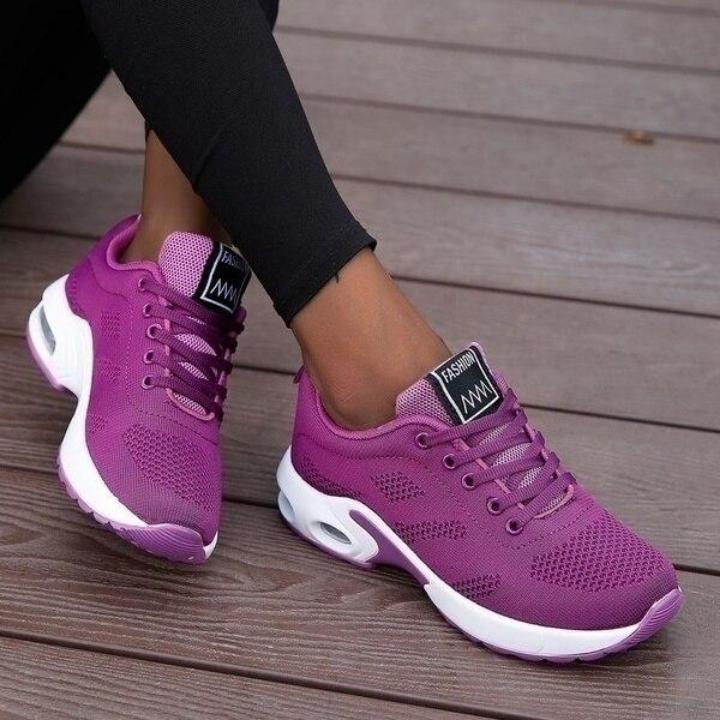 Sneakers donna comode con suola ad aria in mesh traspirante, scarpe da ginnastica sportive per il tempo libero - Viola
