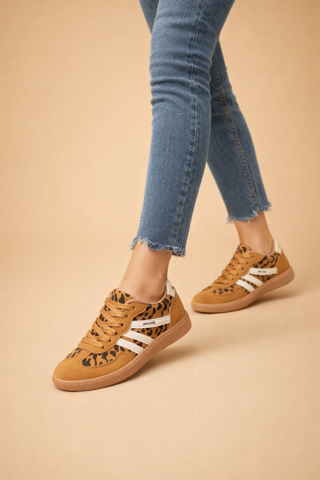 Sneakers donna comode e casual, scarpe da ginnastica leggere per primavera ed estate - Stampa leopardata