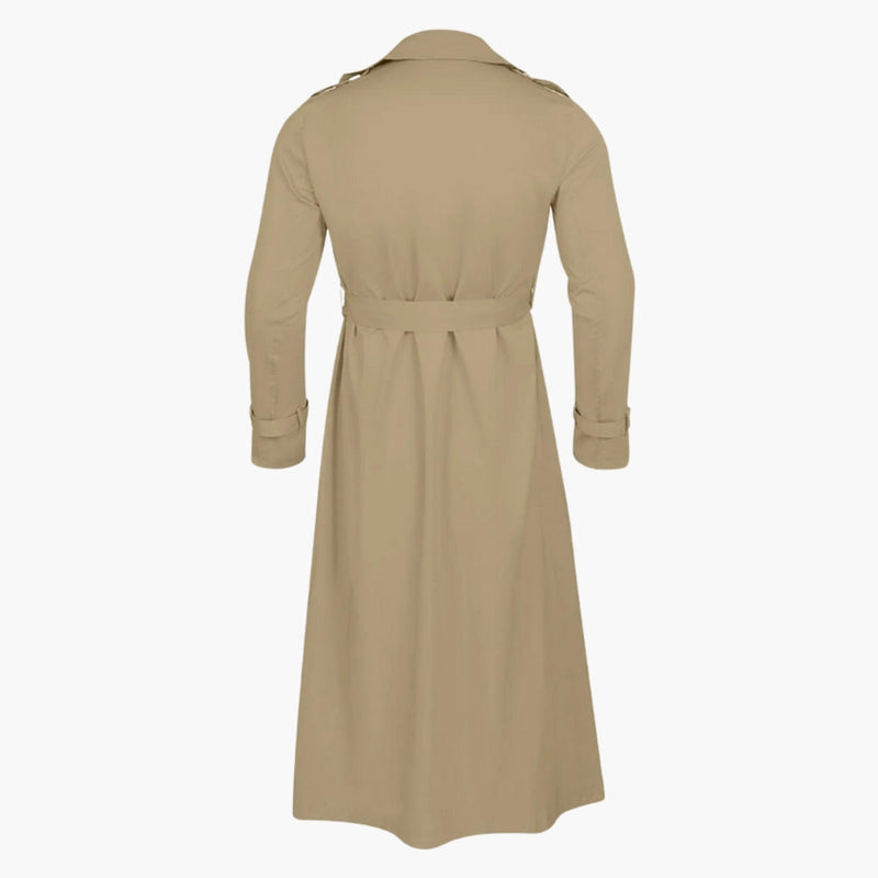 Trench da uomo lungo doppiopetto con collo a revers e cintura in vita - soprabito elegante - view 6