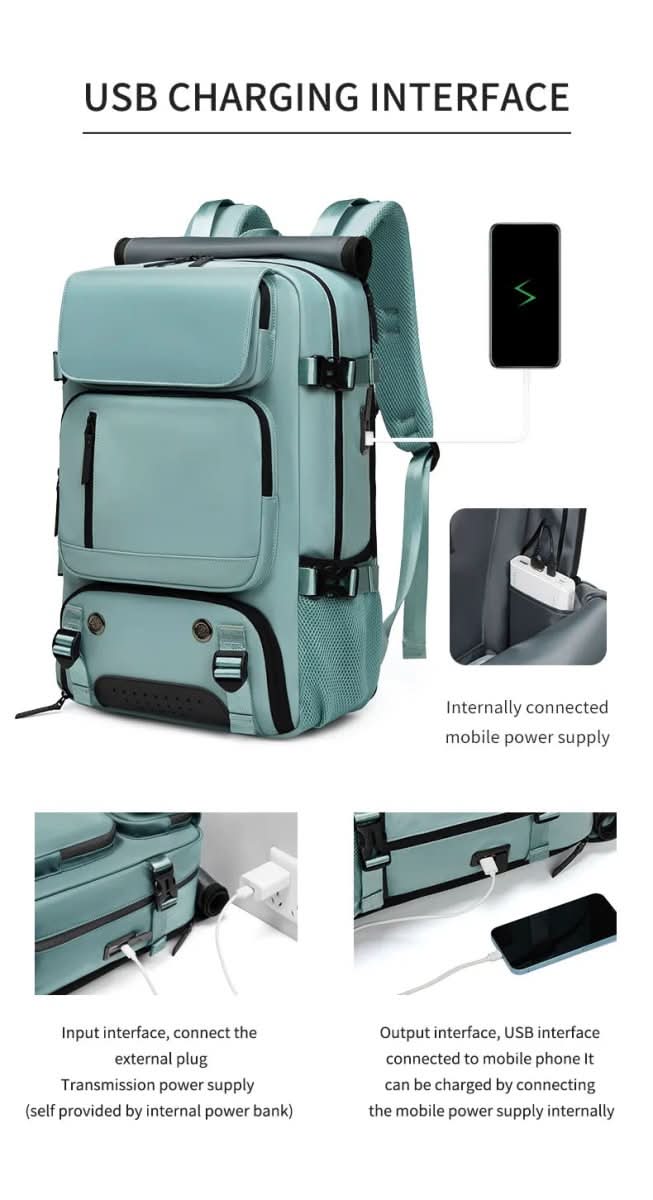 Zaino da viaggio capiente con porta pc e scomparto scarpe, per aereo e trekking - view 14