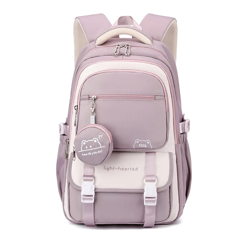 Zaino scolastico multitasche con porta pc, per medie e superiori - zaino con tante tasche - Viola